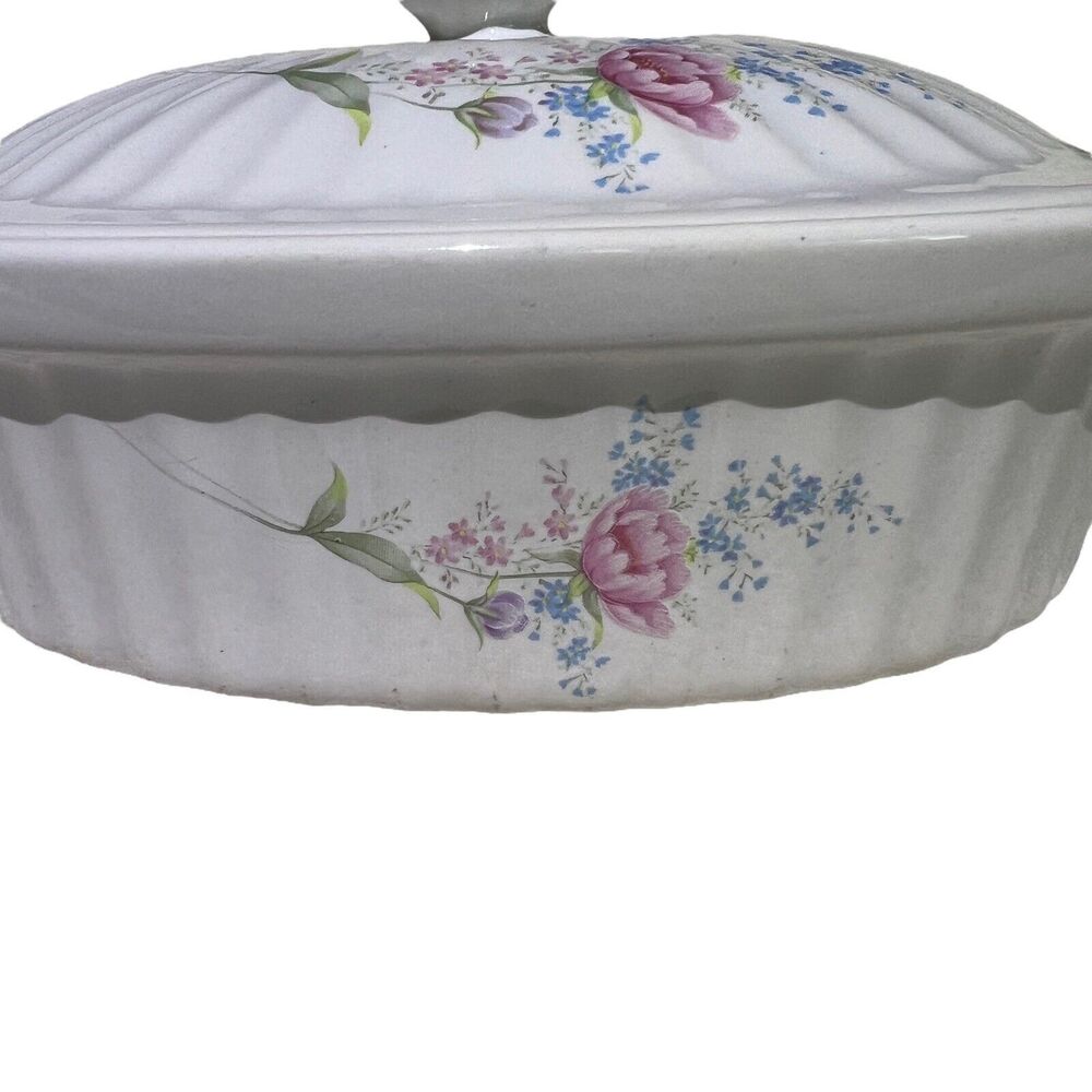 VTG‎ White Floral Single Serve Casserole Dish 8.5x5.5 Oven Microwave Safe Japan - Picture 11 of 13